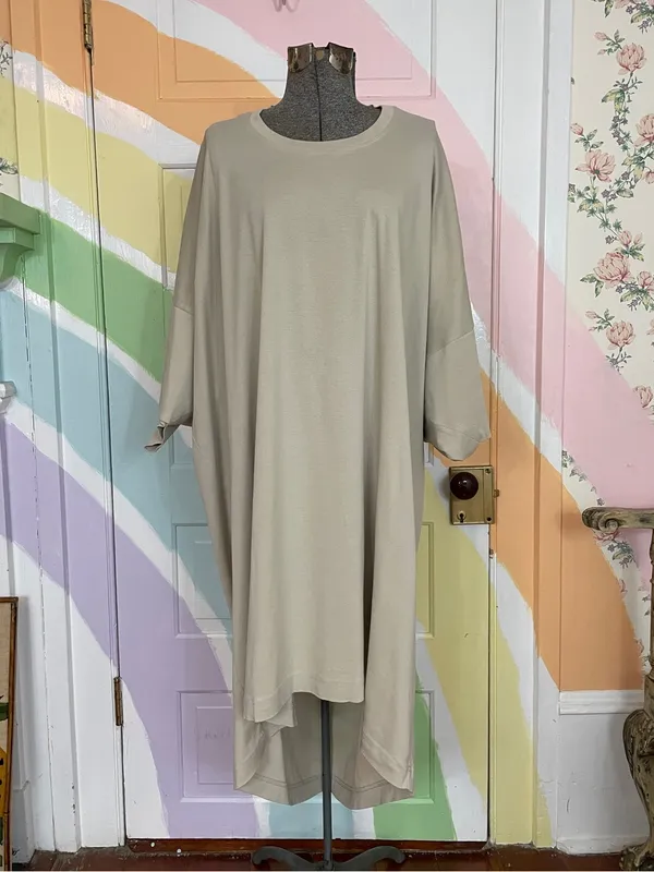 COS Oversized Cotton Jersey T-Shirt Dress Asymmetric Drape Minimalist Sz L 🧡🎀 - Image 3