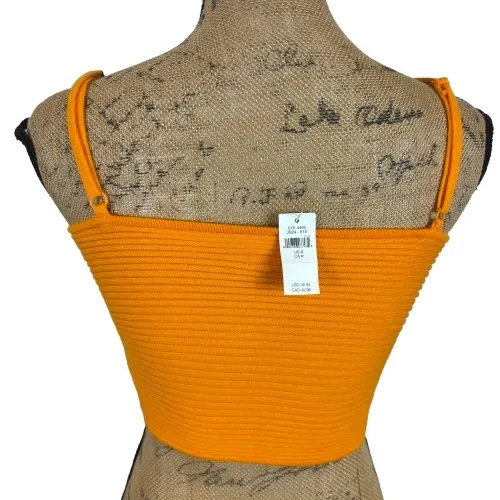 NWT Aerie Ribbed Wrap Crop Top Bright Orange Bralette Summer Festival Size Small - Image 2