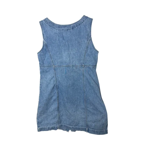 Gap Womens Blue Denim Button Front Mini Dress Sleeveless Scoop Neck Size M - Image 5