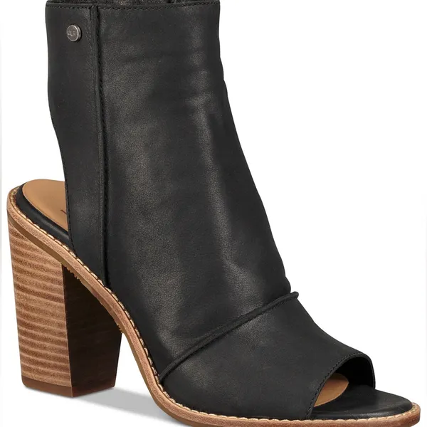 UGG Black Peep-Toe Heeled Boots - Image 3