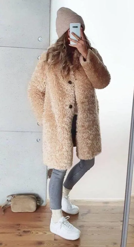 Zara Faux Fur Long Teddy Sherpa Jacket Coat Natural Beige Size Small 8490/241 - Image 16
