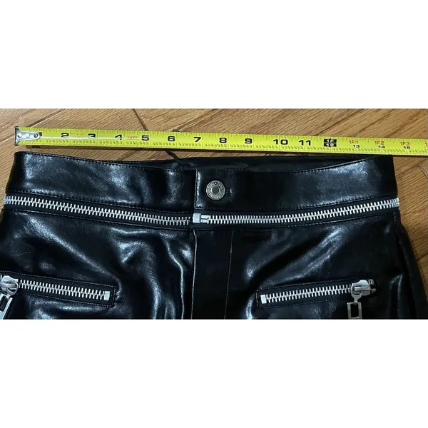 ZARA Bloggers Fave Black Faux Leather Pants Zipper Detail/Detachable Waist-Small - Image 13