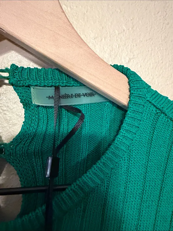 Manière De Voir Knitted Cutout Jumpsuit Green Catsuit Bodycon Size XS NWT - Image 5