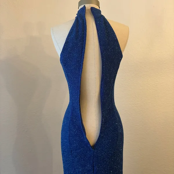 Jessica McClintock Gunne Sax Gown Junior 3 Vintage Y2K Glitter Halter Prom Dress - Image 7