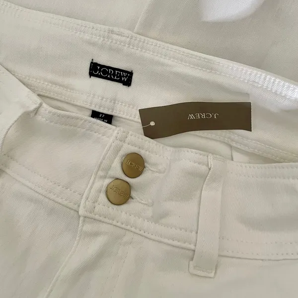 NWT!! J. CREW Slim Wide Leg Jeans Stacked Buttons Solid White Preppy Size 27 - Image 12
