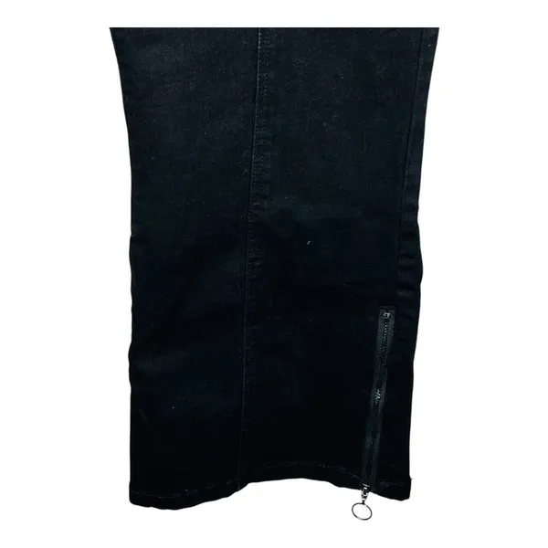 For The Republic Wide Leg Jeans Womens 8 Black Seam Detail Ankle Zip High‎ Rise - Image 4