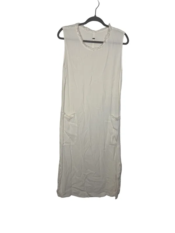 🤍 Raquel Allegra Style Gauze Pocket Midi Dress Sleeveless Raw Hem Small‎ 🤍 - Image 2