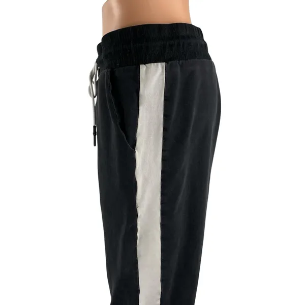 Yidarton Womens Black Striped Trim Drawstring Athletic Jogger Sweat Pants Size M - Image 3