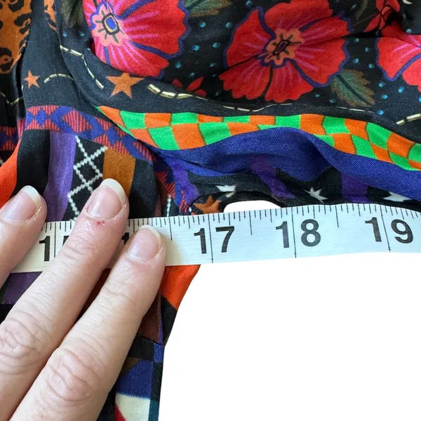 Farm Rio Anthropologie Midi Shirtdress Black Floral Patchwork - Image 11