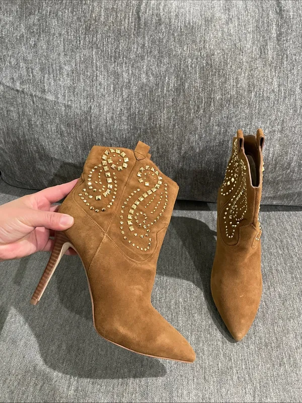 Michael Kors Reena Studded Caramel Ankle Boots Size 8 - Image 3