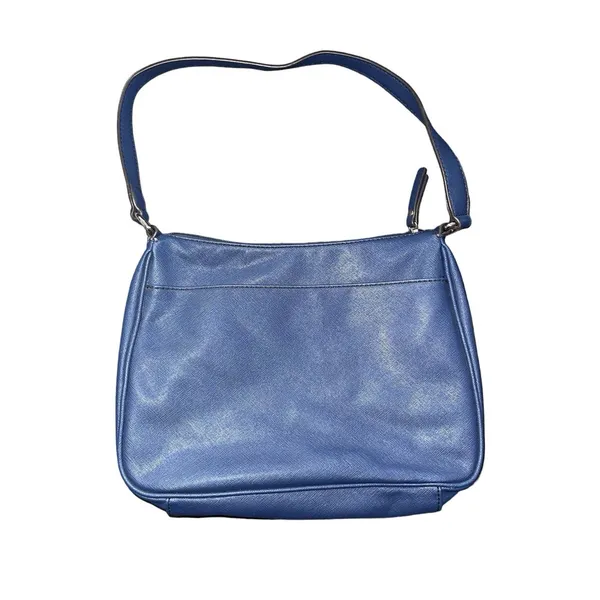 Liz Claiborne Blue Shoulder Bag Purse Minimalist Preppy Chic Vintage Staple - Image 2