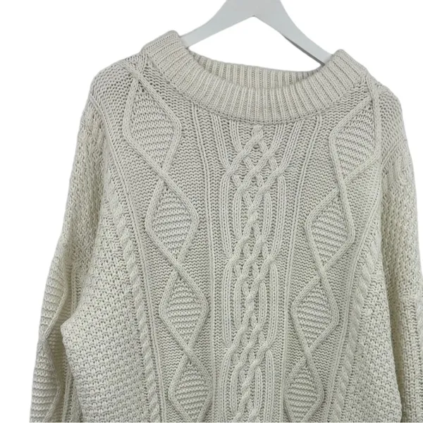 Simply Couture Fisherman Cable Knit Plus Size Sweater Cream Size 2X - Image 2