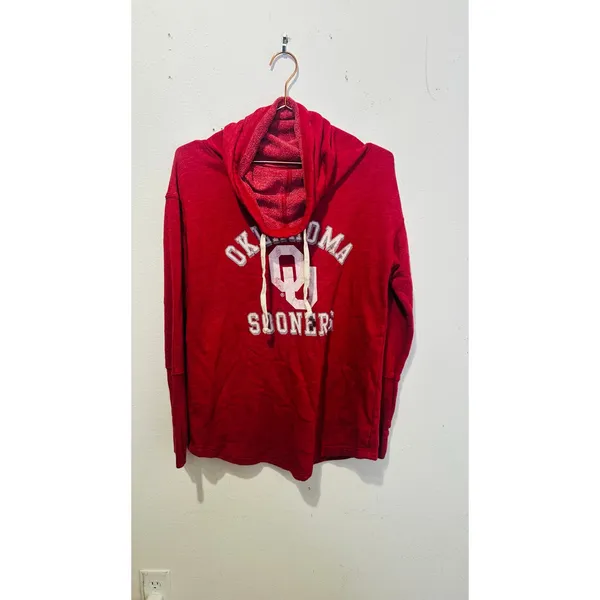 THE ORIGINAL RETRO BRAND Crimson Red Cowl Neck Pullover Distressed OU sz Large - Image 2