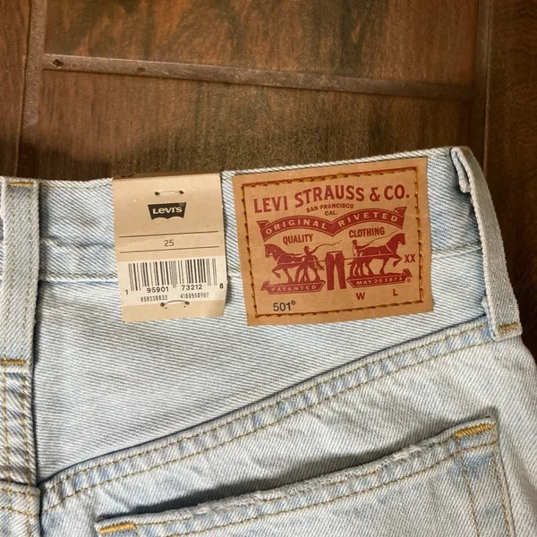 Levi’s 501 Distressed High Rise Denim Jean Shorts - Image 7