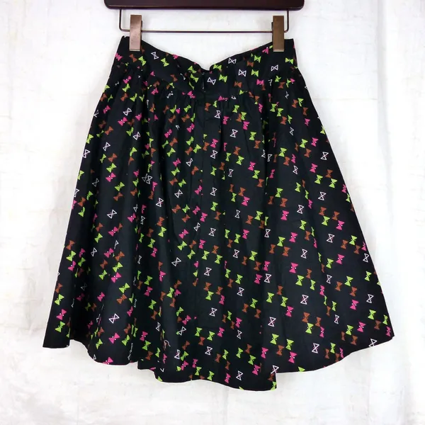 Trashy Diva Lucy Skirt Womens 10 Black Hourglass Bow Print Retro Pinup Mod 50s - Image 5