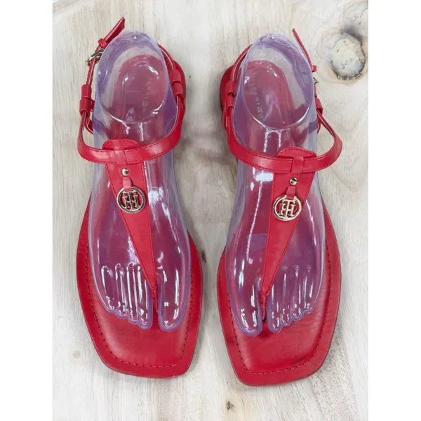 Tommy Hilfiger Jerika‎ Flat Thong Sandals Cherry Tomato Red Women 10 - Image 5