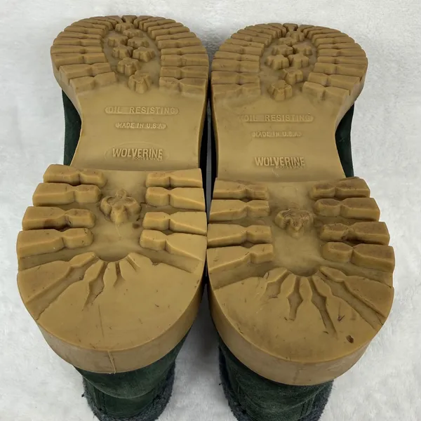 Wolverine Wilderness Forest Green Suede Lace Up Boots Wool Collar Lug‎ Sole 8.5 - Image 12