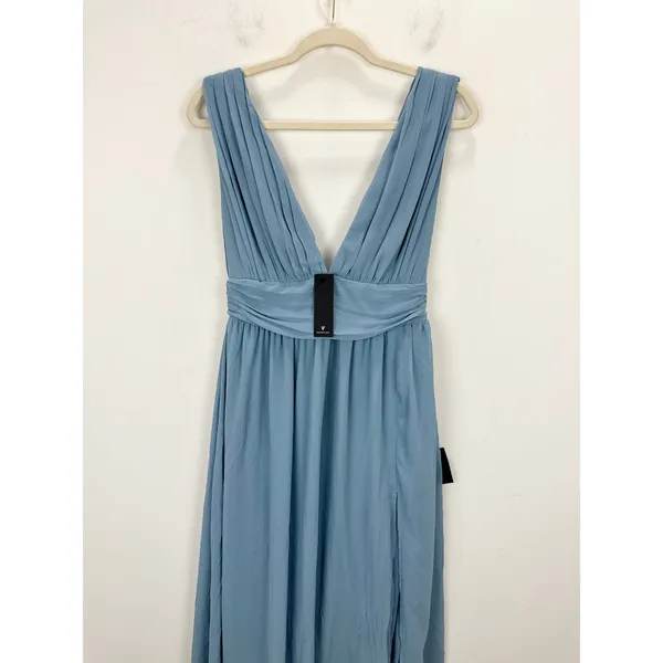 Lulus Heavenly Hues Light Blue Maxi Dress Chiffon Bridesmaid Formal Small NWT - Image 6