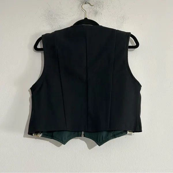 Vintage Green Structured Vest Gold Studded Ren Faire Rodeo Western Cowgirl - Image 7
