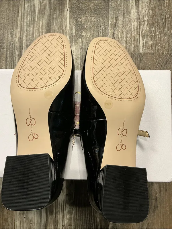 Jessica Simpson Black Patent Mary Jane Flats with Rhinestone Buckle Size 7.5 - Image 14