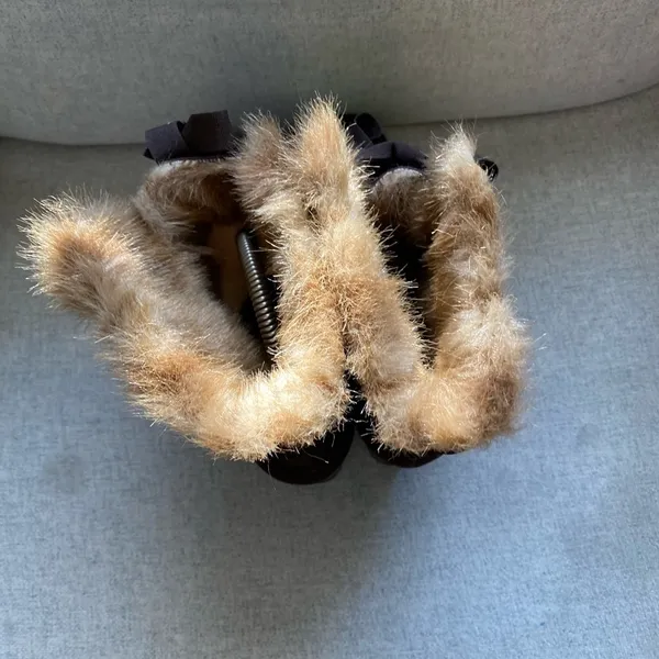 LOFT Chocolate Fur-Trimmed Heeled cozy Boots suede 7 - Image 12