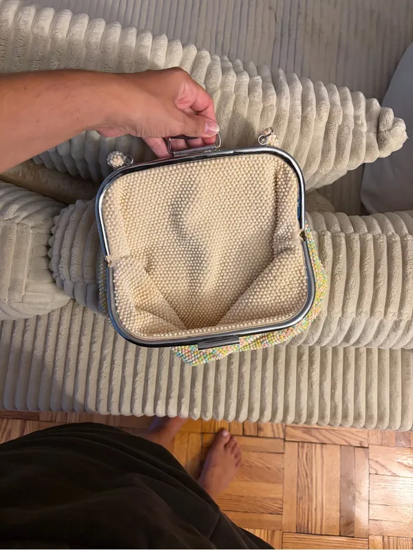 Vintage 1950s beaded reversible clutch MCM seed bead evening bag - Image 3