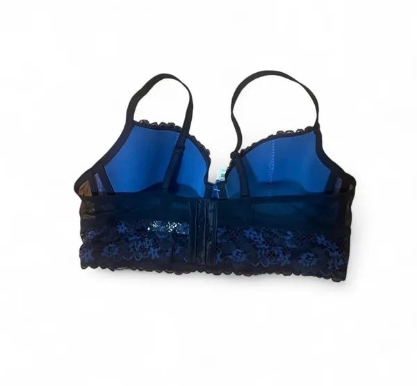 Adore Me Bra Sz 36DD Pacchi Black/Blue Lace Bralette Feminine Sexy Fairy - Image 2