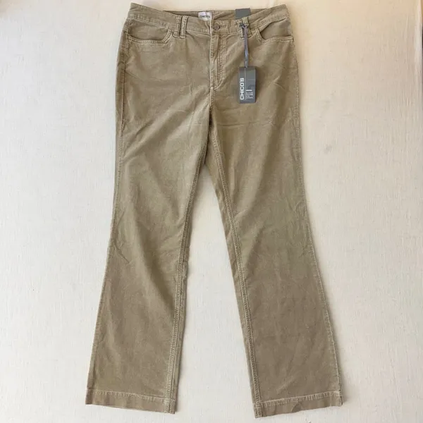 Chico's Vintage Cord Pant Womens 2 (US12/L) Almond Tan Corduroy Straight Leg NWT - Image 2