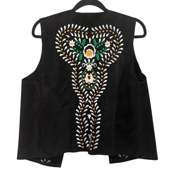 New Zara Black Embroidered Crop Vest Medium - Image 5