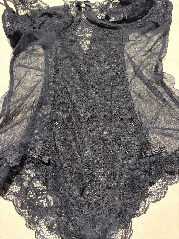 Victoria’s Secret y2k Black Lace Bodysuit Sheer Teddy 36C - Image 2
