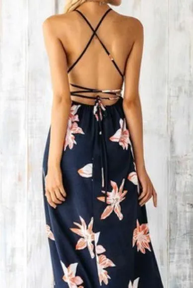 Simplee Apparel Simple floral maxi dress with amazing back size large - Image 2