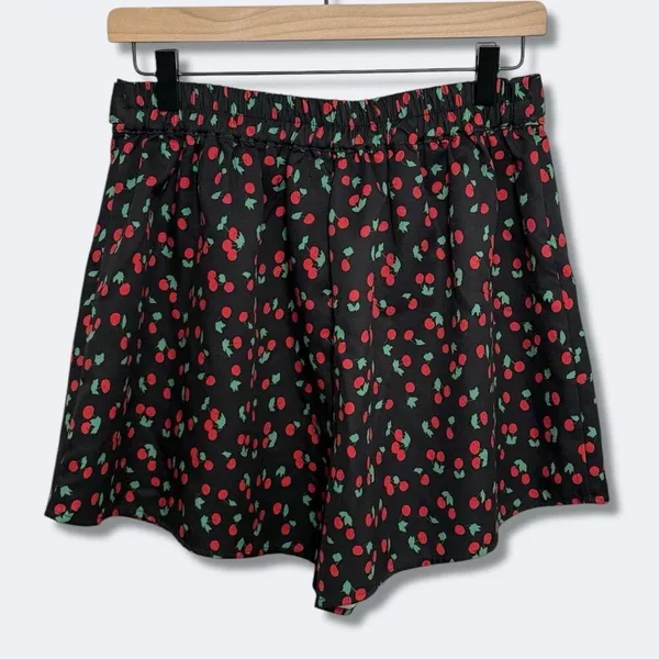 Allegra K Navy Blue Cherries Tie Shorts Sz M - Image 6