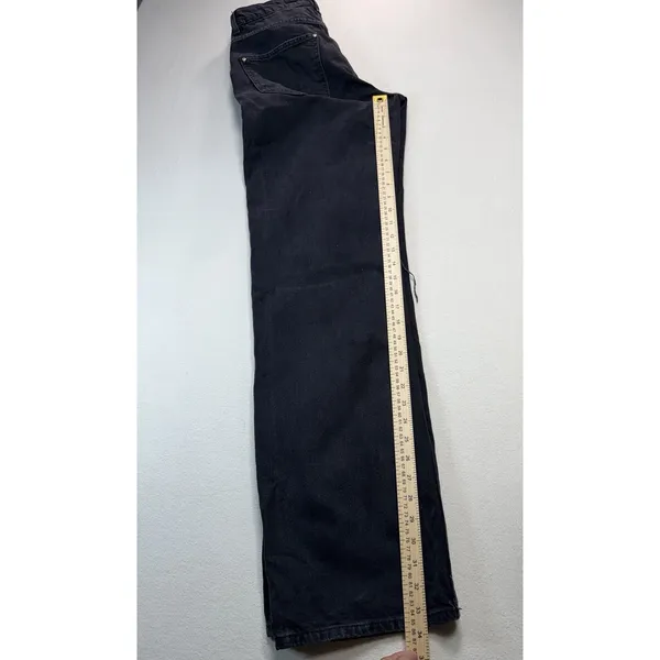 Zara Women's Jeans Size 4 Straight Wide Leg High Rise‎ Button Fly Black Denim - Image 7