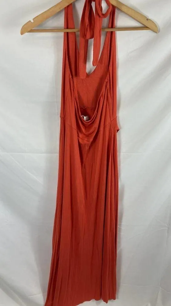 Leith orange halter tie neck maxi dress size small - Image 4