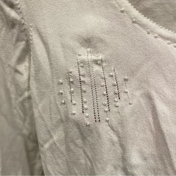 Vintage Y2K creamy white beaded trim Vertigo Paris stretchy cardigan sweater - Image 8