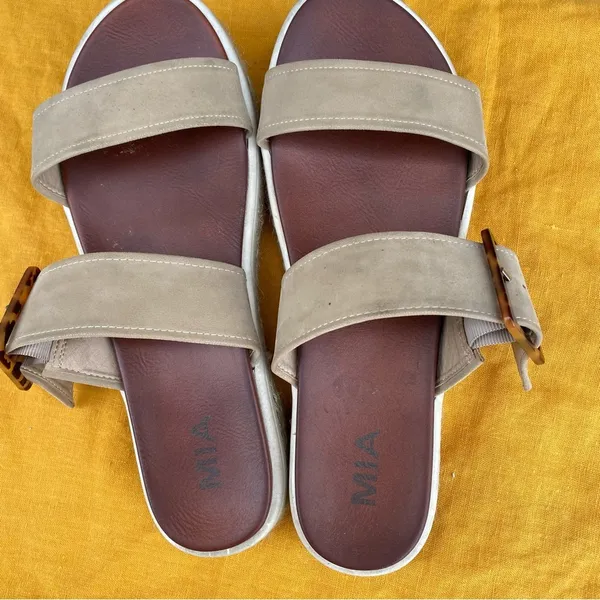 MIA Two Strap Tan Espadrille Platform Sandal Size 9.5 - Image 2