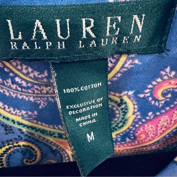 Lauren Ralph Lauren Paisley Size Medium Mini Dress w logo p-p 20” s-h 34” - Image 6