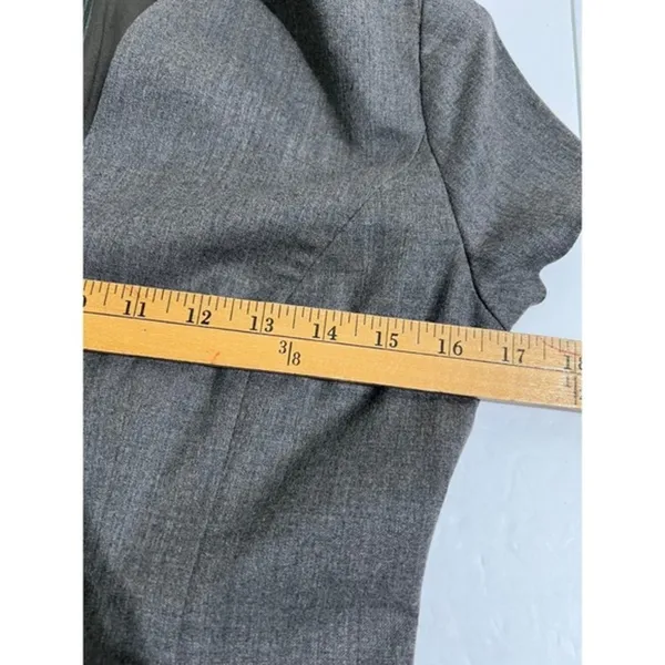 Ralph Lauren Grey Virgin Wool Blend Notched V-Neck Sheath Dress Size 4 - Image 8