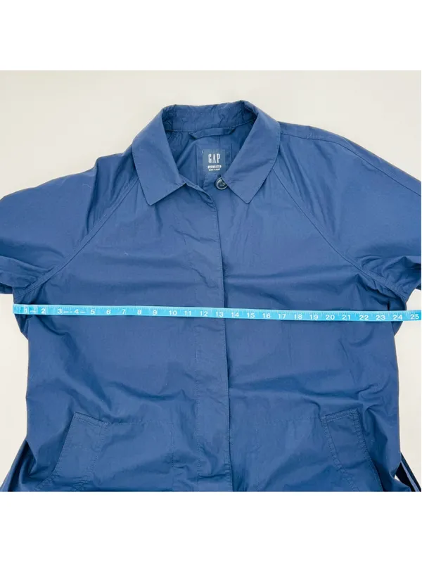 Gap Oversized Mac Trench Coat Navy Blue Size XL - Image 7