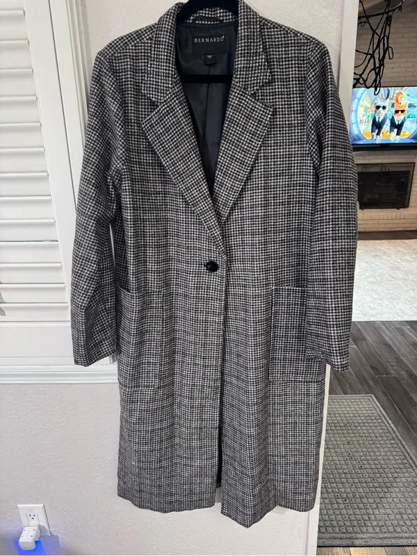 Bernardo micro-houndstooth tailored long duster coat- NWOT - Image 3