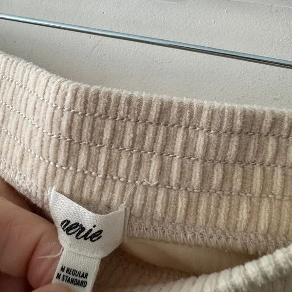 Aerie Groove-On Rib Velour Flare Pants‎ in Soft Oat - Image 8