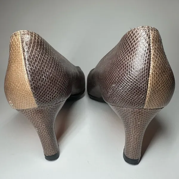 Salvatore Ferragamo Snakeskin Pumps Heels Leather Made in Italy 9 B Vibram Soles - Image 8
