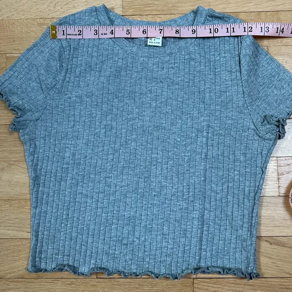 Shein EZwear solid lettuce trim rib-knit tee - Image 4