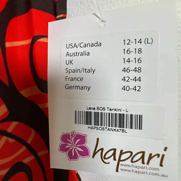 Hapari Lava SOS Tankini‎ Top Red Brown Floral Lace Up Back NWT Large - Image 6