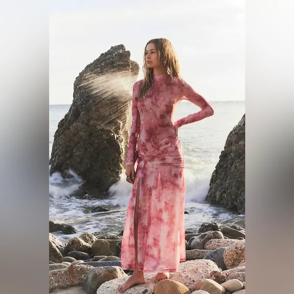 NWT Bardot Lea Tie Dye Mesh Long Sleeve Dress Extra Small - Image 5