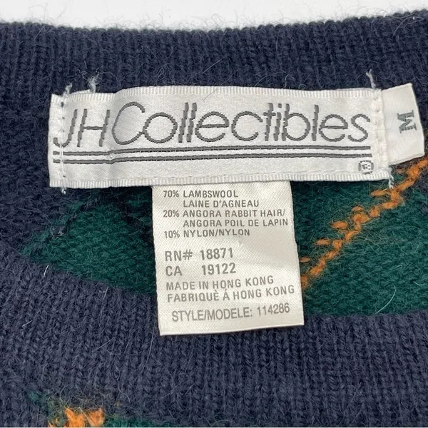 Vtg JH Collectibles Argyle Wool Sweater Gold Buttons Women’s Medium Academia - Image 8