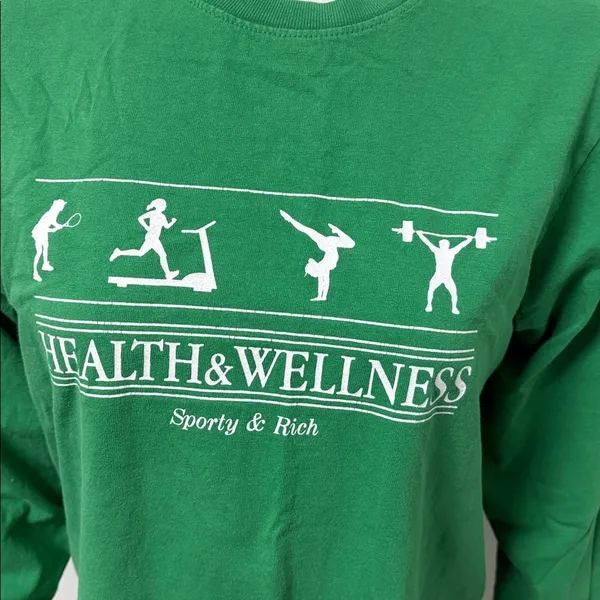 Sporty & Rich Health & Wellness Long Sleeve Jolly Green Tee Small - Image 5
