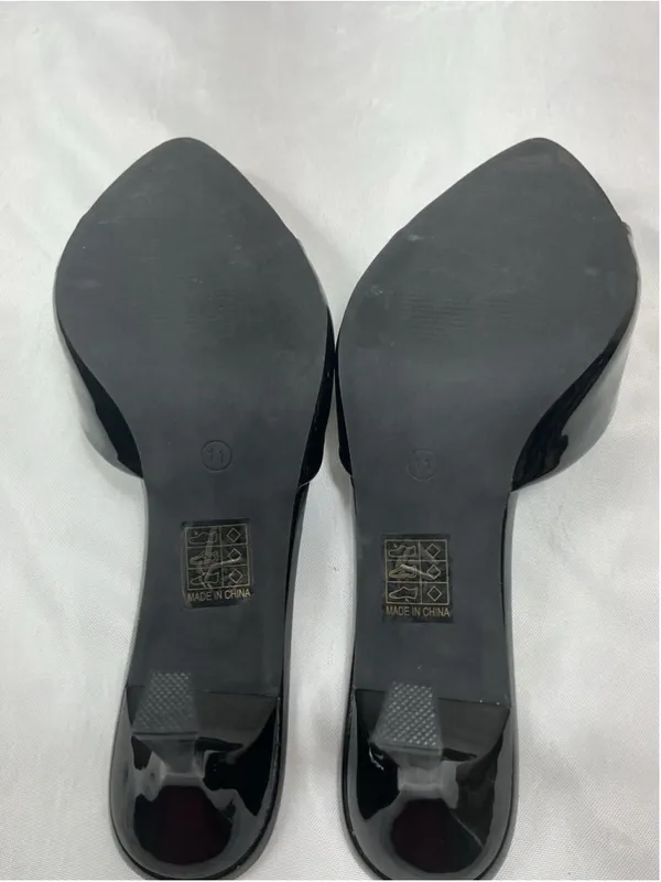 Womans Excellent Shmch Slip On Stiletto Mules Size 11 Black Open Pointed Toe - Image 6