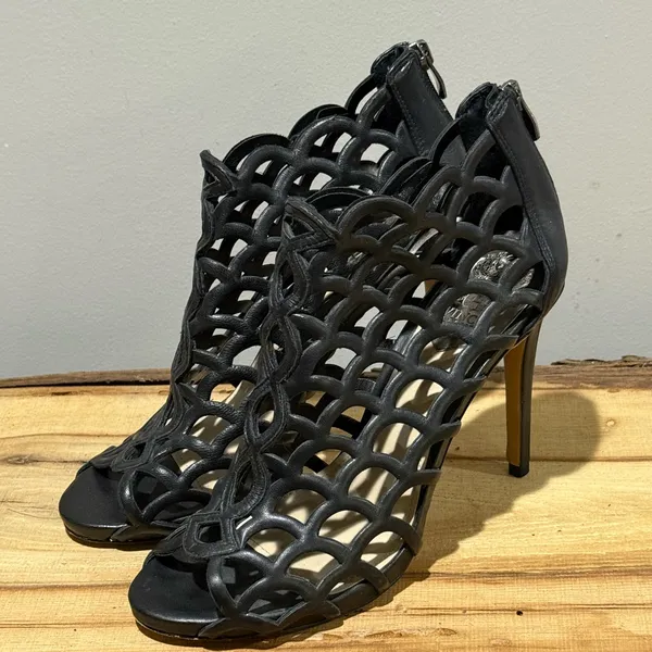 VINCE CAMUTO FONTANELA Shoes Caged Peep Toe Stiletto Heel Bootie Size 9‎ B100 - Image 2
