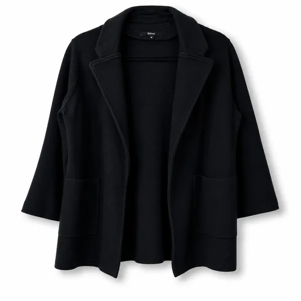 Quince 100% Organic Cotton Black Soft Relaxed Open Front Knit Blazer Medium - Image 8